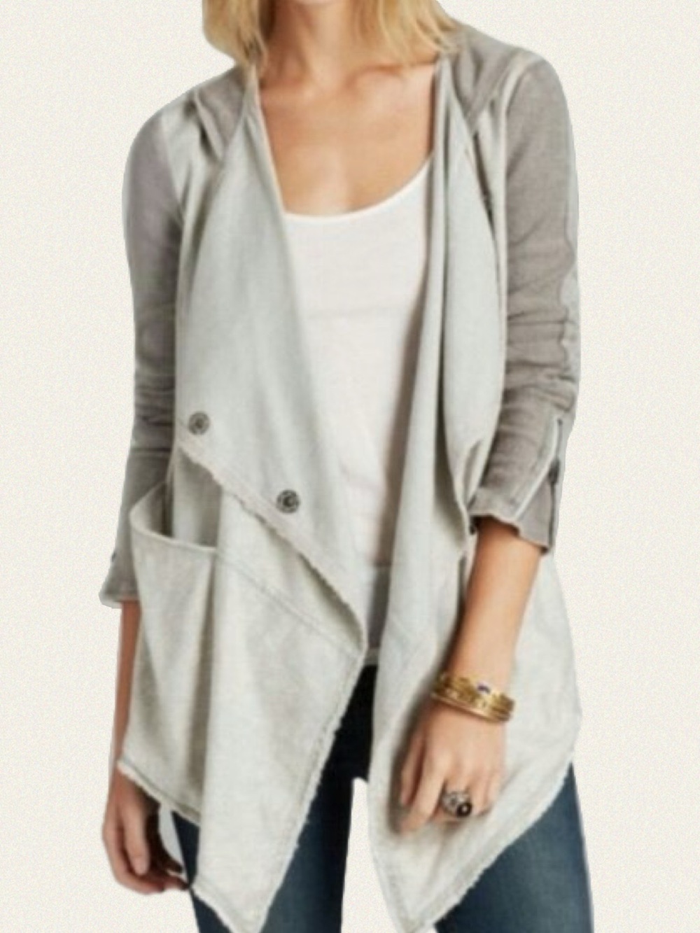 Free People Drippy Linen Asymmetrical Jacket